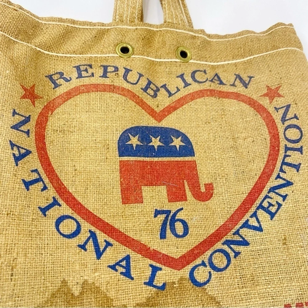 GOP Republican Convention 1976 Swag Flour Sack Canvas Tote Bag Vintage